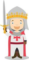 Medieval knight cartoon character. Illustration. Kids History Collection. vector