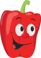 Vegetables Characters Collection. illustration of a funny and smiling red pepper in cartoon style. vector