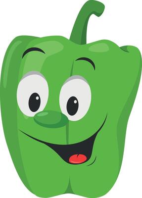 Vegetables Characters Collection. illustration of a funny and smiling green pepper in cartoon style.
