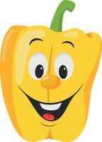 Vegetables Characters Collection. illustration of a funny and smiling yellow pepper in cartoon style. vector