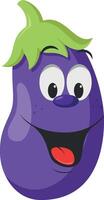 Vegetables Characters Collection. illustration of a funny and smiling eggplant in cartoon style. vector