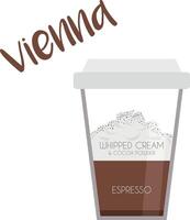 ilustración de un viena café taza icono con sus preparación y dimensiones. vector