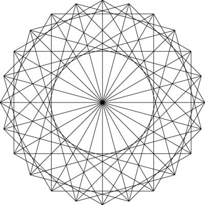 illustration of a geometrical figure created from Sacred Geometry elements.