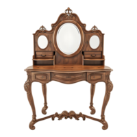 3D Rendering of a Vintage Wooden Mirror Table on Transparent Background png