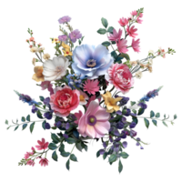 3D Rendering of a Colorful Flowers in a Pot on Transparent Background png