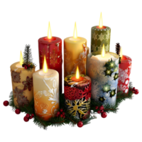 3D Rendering of a Different Kind of Christmas Candles on Transparent Background png