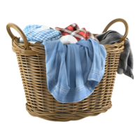 3D Rendering of a Clothes in a Basket on Transparent Background png