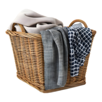 3D Rendering of a Clothes in a Basket on Transparent Background png