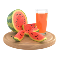 3D Rendering of a Watermelon Juice in a Glass on Transparent Background png