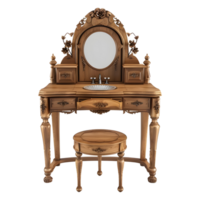 3D Rendering of a Vintage Wooden Mirror Table on Transparent Background png