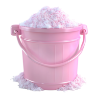 3D Rendering of a Pink Plastic Basket With Pink Salt in it on Transparent Background png