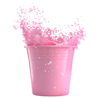 3D Rendering of a Pink Plastic Basket With Pink Salt in it on Transparent Background png