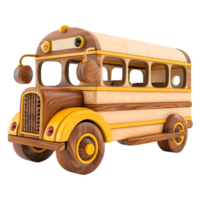 3D Rendering of a Wooden School VAN Toy on Transparent Background png