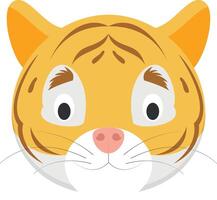 Tiger face in cartoon style for children. Animal Faces illustration Series vector