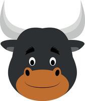 Bull face in cartoon style for children. Animal Faces illustration Series vector