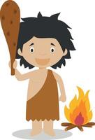 Prehistory cartoon character. Illustration. Kids History Collection. vector