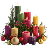 3D Rendering of a Different Kind of Christmas Candles on Transparent Background png