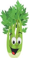 vegetales caracteres recopilación. ilustración de un gracioso y sonriente apio en dibujos animados estilo. vector