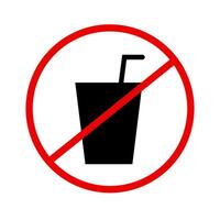 No drink allowed. Drink cup silhouette and prohibition mark. vector