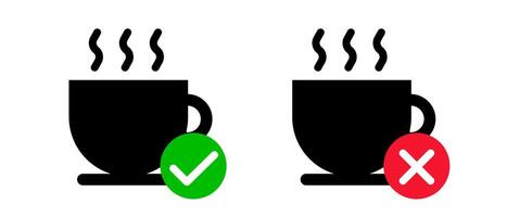 bebida permitido y bebida prohibido icono colocar. café taza y café icono. vector