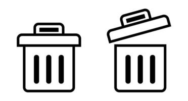 Trash can icon set. Trash can with closing lid and open lid. vector