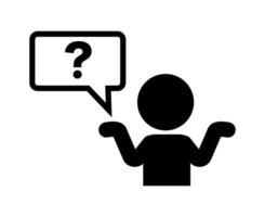 Silhouette icon of a person questioning or asking a question. vector