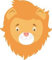 Lion face in cartoon style for children. Animal Faces illustration Series vector