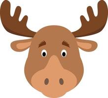 Moose face in cartoon style for children. Animal Faces illustration Series vector