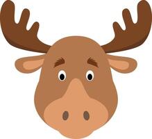 Moose face in cartoon style for children. Animal Faces illustration Series vector