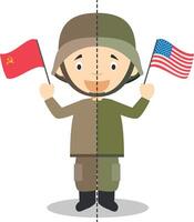 Cold War soldiers cartoon character. Illustration. Kids History Collection. vector