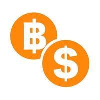 Baht and dollar coin icons. vector