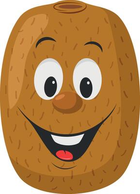 Fruits Characters Collection. illustration of a funny and smiling kiwi character.