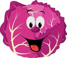 Vegetables Characters Collection. illustration of a funny and smiling purple cabbage in cartoon style. vector