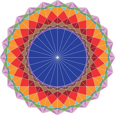 Colorful geometrical figure from Sacred Geometry elements. Illustration.