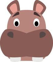 Hippo face in cartoon style for children. Animal Faces illustration Series vector