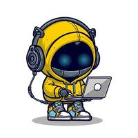 Cute Robot wearing hoodie and sneaker illustration vector