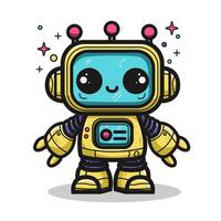 Cute cartoon drawing of a robot illustration vector