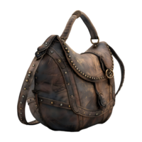 3D Rendering of a Vintage Woman Leather Bag on Transparent Background png