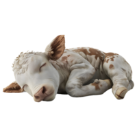 3d Renderização do uma bebê vaca deitado em transparente fundo png