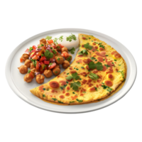 3D Rendering of a Bread with Chana in a Plate on Transparent Background png