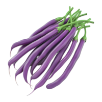 3d le rendu de une violet long, aubergine, renben sur transparent Contexte png