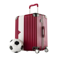 3d Rendern von ein Reise Tasche mit Fußball auf transparent Hintergrund png