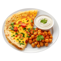 3D Rendering of a Bread with Chana in a Plate on Transparent Background png