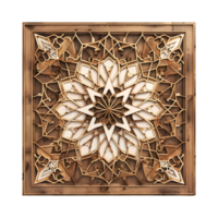 3D Rendering of a Wooden Stylish Frame on Transparent Background png