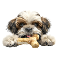 3d Rendern von ein Hund mit Knochen auf transparent Hintergrund png