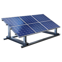 3d representación de un azul solar paneles en transparente antecedentes png