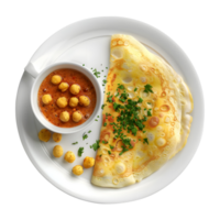 3D Rendering of a Bread with Chana in a Plate on Transparent Background png