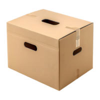 3d representación de un blanco caja en transparente antecedentes png