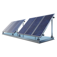 3d representación de un azul solar paneles en transparente antecedentes png