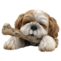 3D Rendering of a Dog With Bone on Transparent Background png